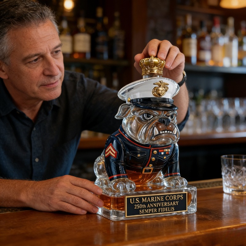 U.S. Marine Corps Bulldog Whis - Glass Decanter Whiskey recension och pris