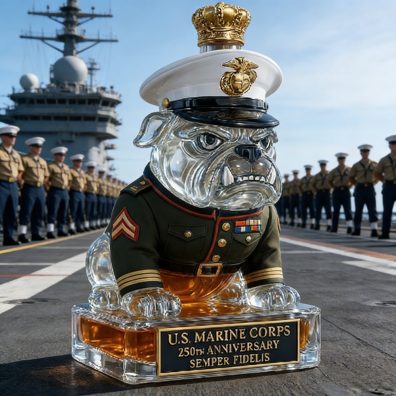 U.S. Marine Corps Bulldog Whis - Glass Decanter Whiskey recension och pris