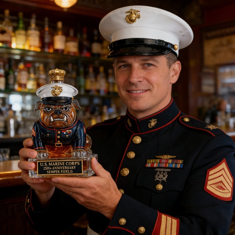 U.S. Marine Corps Bulldog Whis - Glass Decanter Whiskey recension och pris
