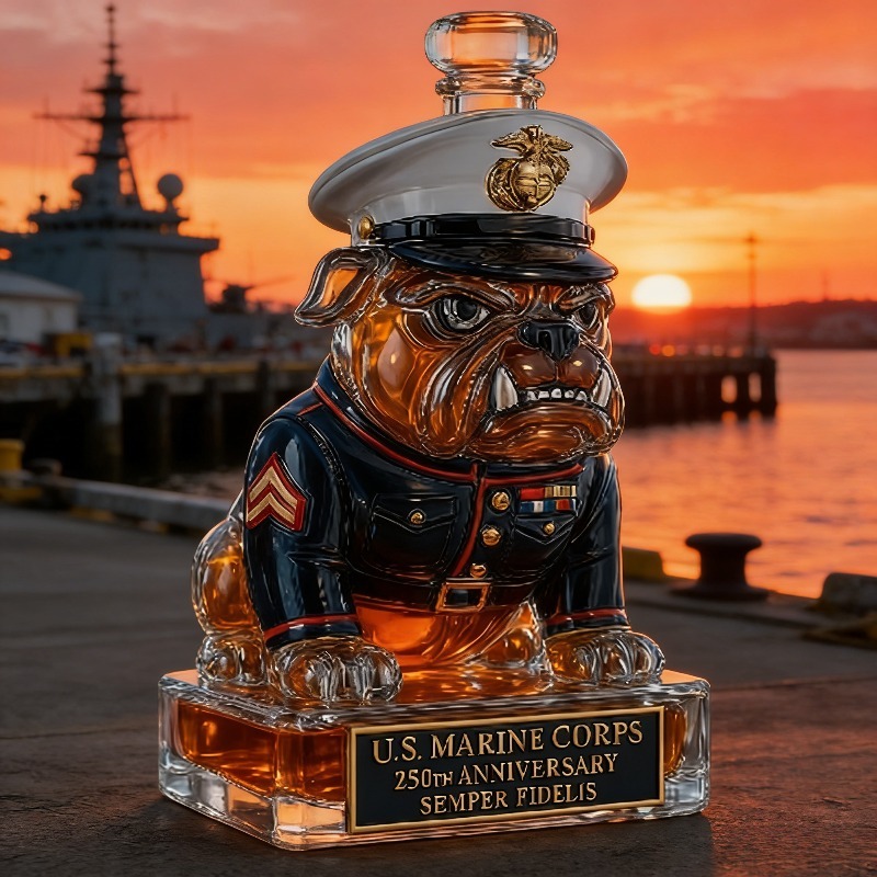 U.S. Marine Corps Bulldog Whis - Glass Decanter Whiskey recension och pris